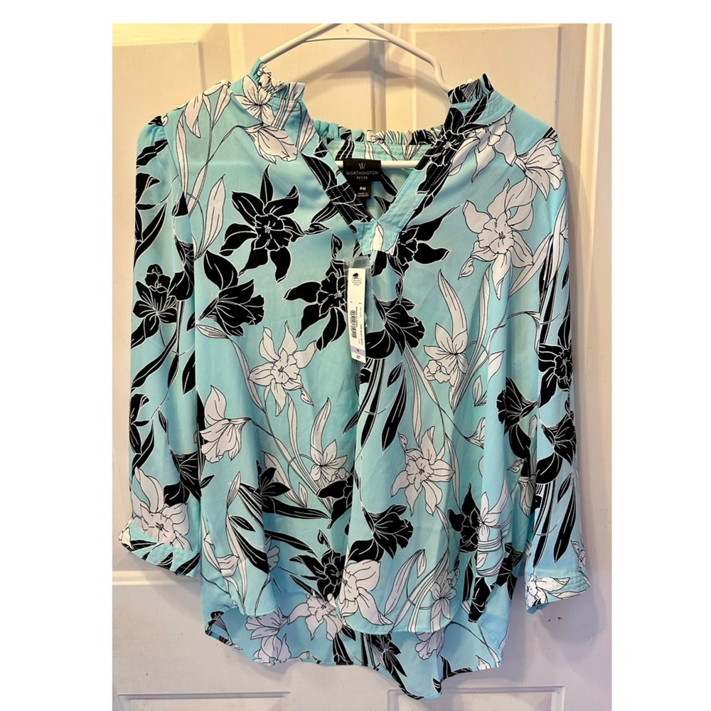 Aqua Floral Blouse